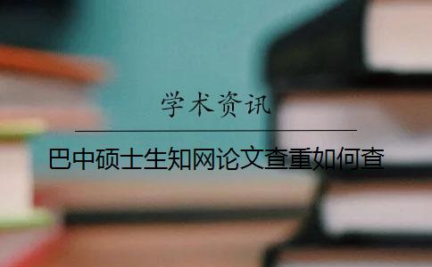 巴中硕士生知网论文查重如何查