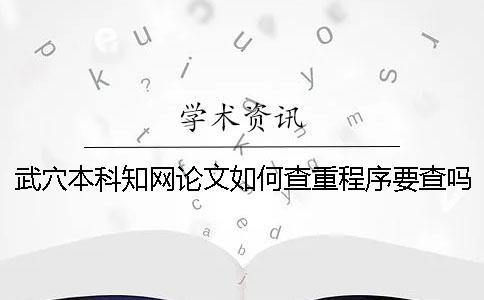 武穴本科知网论文如何查重？程序要查吗？