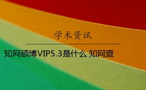 知网硕博VIP5.3是什么？ 知网查重系统vip5.3